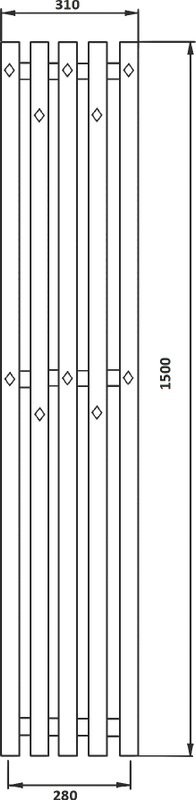 Полотенцесушитель водяной Secado Сандриго 5К 1500/280 150x30 см, хром, I-образный