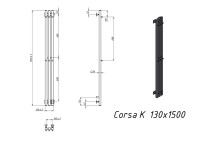 Полотенцесушитель электрический Grota Corsa K N RAL9005 EL 13х150, с крючками, матовый черный