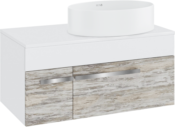 Тумба с раковиной Runo Вудлайн 85 подвесная, скандинавский дуб, раковина Ovale 50