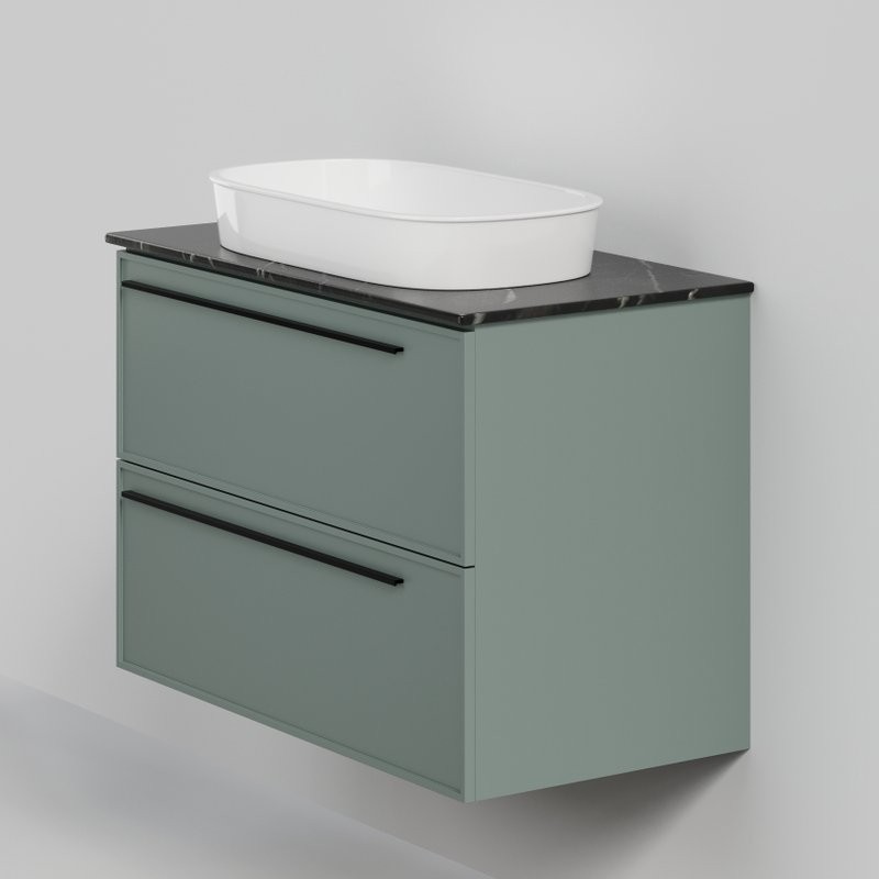 Тумба с раковиной La Fenice Elba Twin 90 подвесная, grigio, столешница черный мрамор, раковина белая матовая