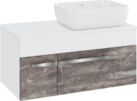 Тумба с раковиной Runo Вудлайн 85 подвесная, железный камень, раковина Cuatro 50