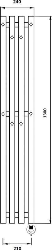 Полотенцесушитель электрический Secado Сандриго 4К 1300/210 130x25 см, подключение справа, графит, I-образный
