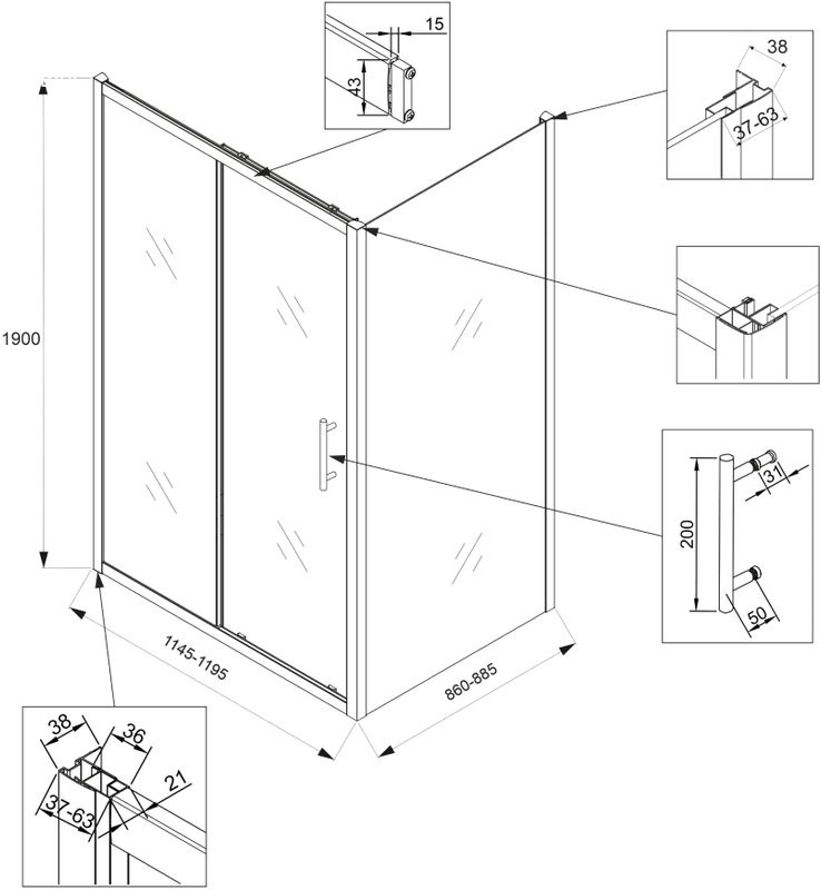 Душевой уголок Veconi Rovigo RV-072B 120x90