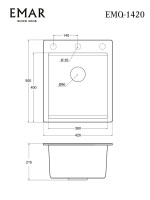 Мойка кухонная Emar Quartz EMQ-1420.Q Оникс Мойка кухонная Emar Quartz EMQ-1420.Q Оникс