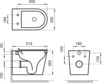 Унитаз подвесной BelBagno Flay-r BB053CHR безободковый, крышка BB105SC с микролифтом