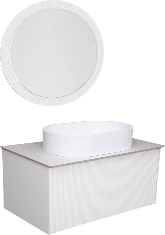 Мебель для ванной комнаты La Fenice Terra 80 белая, белая столешница, матовая раковина