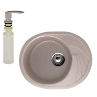 Мойка кухонная Ulgran U-403 302 песочная + дозатор U-02 песочный Мойка кухонная Ulgran U-403 302 песочная + дозатор U-02 песочный