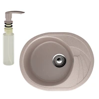 Мойка кухонная Ulgran U-403 302 песочная + дозатор U-02 песочный Мойка кухонная Ulgran U-403 302 песочная + дозатор U-02 песочный