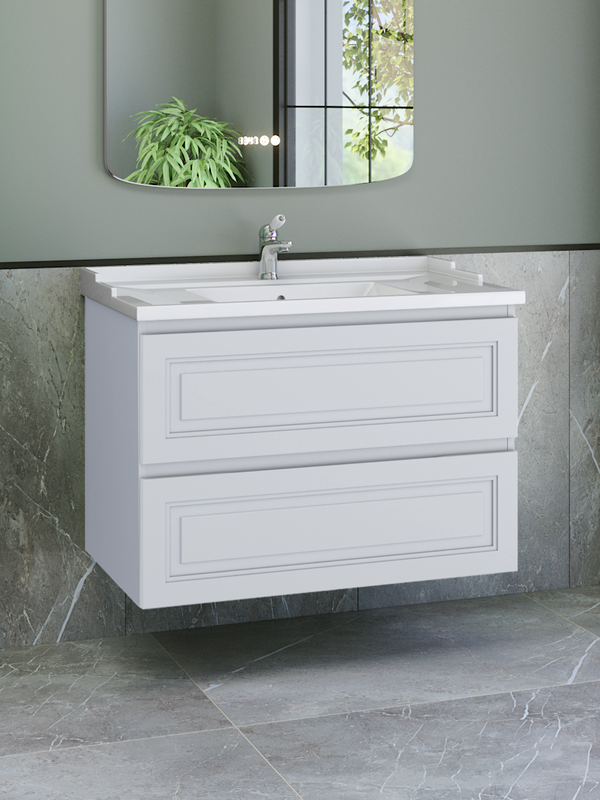 Тумба с раковиной Caprigo Wales 90 матовая белая