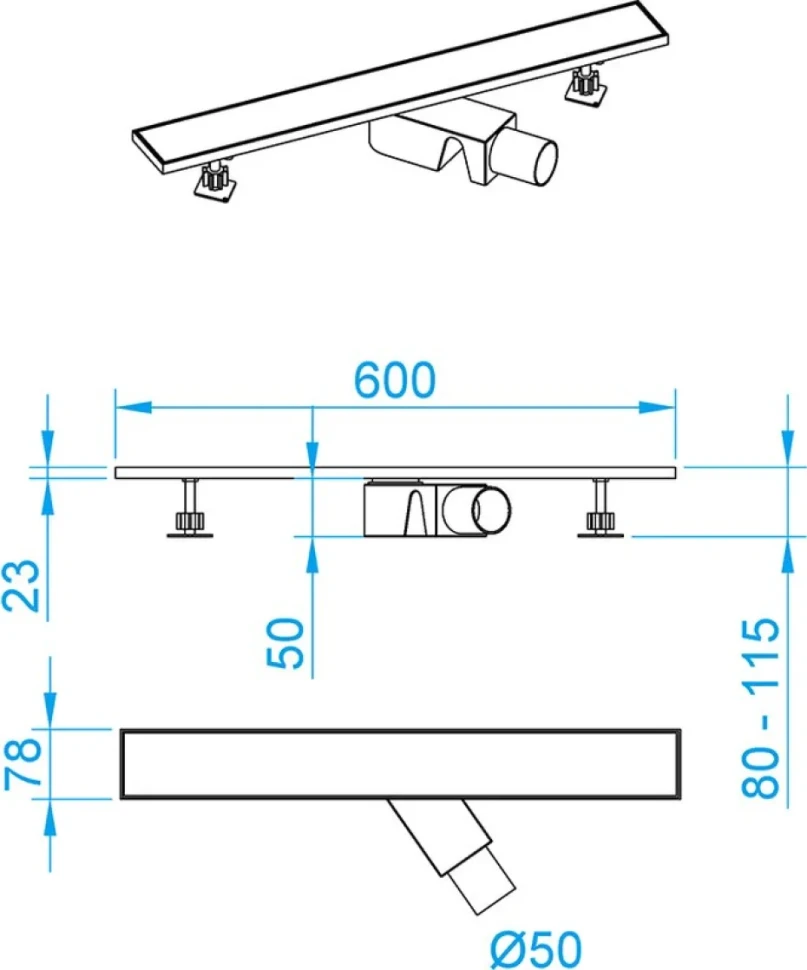 Душевой трап (лоток) RGW Shower Drain SDR-22B 60 см, черный