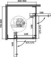 Душевой уголок Cezares Slider AH 2 70/80-80/90 Grigio Cr профиль хром, стекло серое