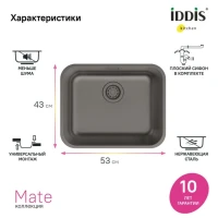 Мойка кухонная IDDIS Mate MAT53GMi77 графит Мойка кухонная IDDIS Mate MAT53GMi77 графит