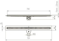 Душевой трап (лоток) Veconi Slim Line 700 хром матовый