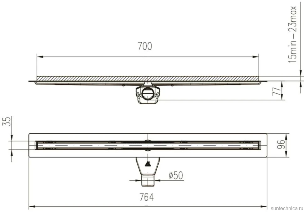 Душевой трап (лоток) Veconi Slim Line 700 хром матовый