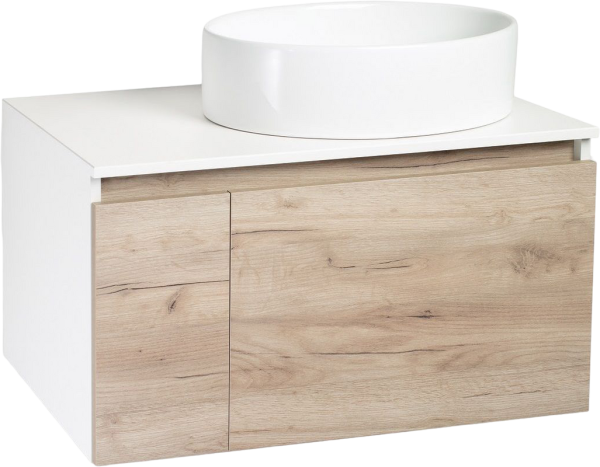 Тумба с раковиной Runo Бари 80 крафтовый дуб, раковина Ovale 50