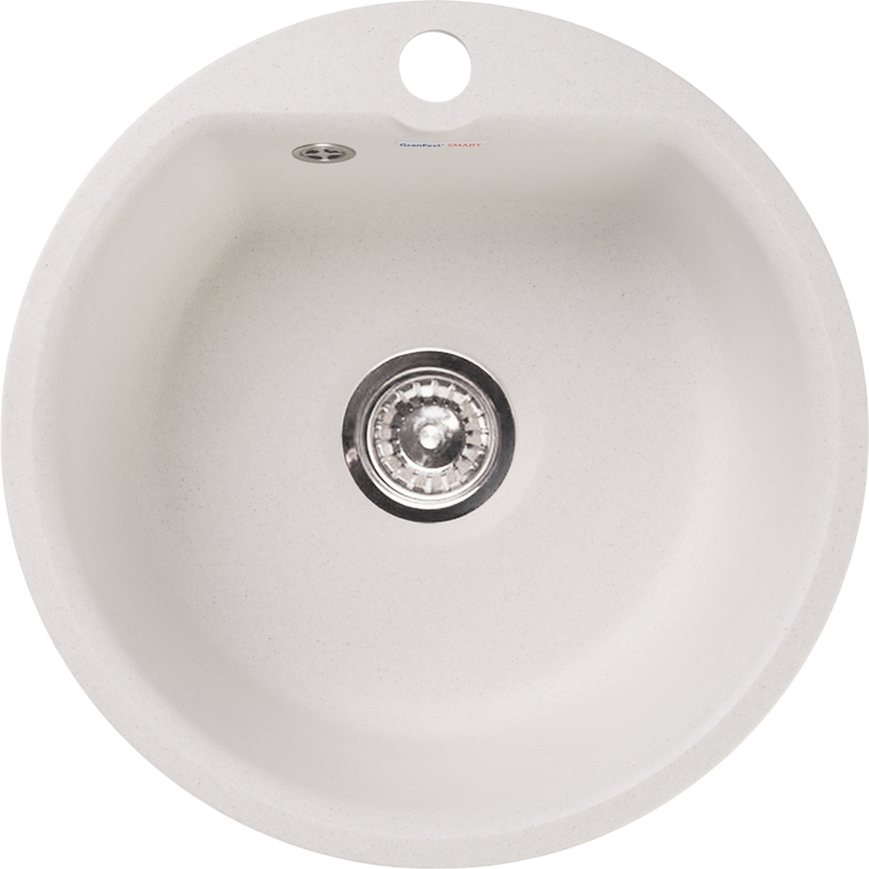 Комплект Мойка GranFest Smart SM 435 белый + Смеситель РМС Sus124w SUS124W-016F белый, сталь