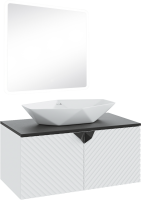 Мебель для ванной комнаты Runo Андорра 85 белая матовая, черная, раковина Poligono 65