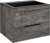 Мебель для ванной комнаты Vincea Chiara 2D 60, 2 ящика, камень, с черной раковиной