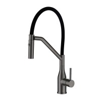 Смеситель для кухни Gappo G4098-19 с гибким изливом, оружейная сталь