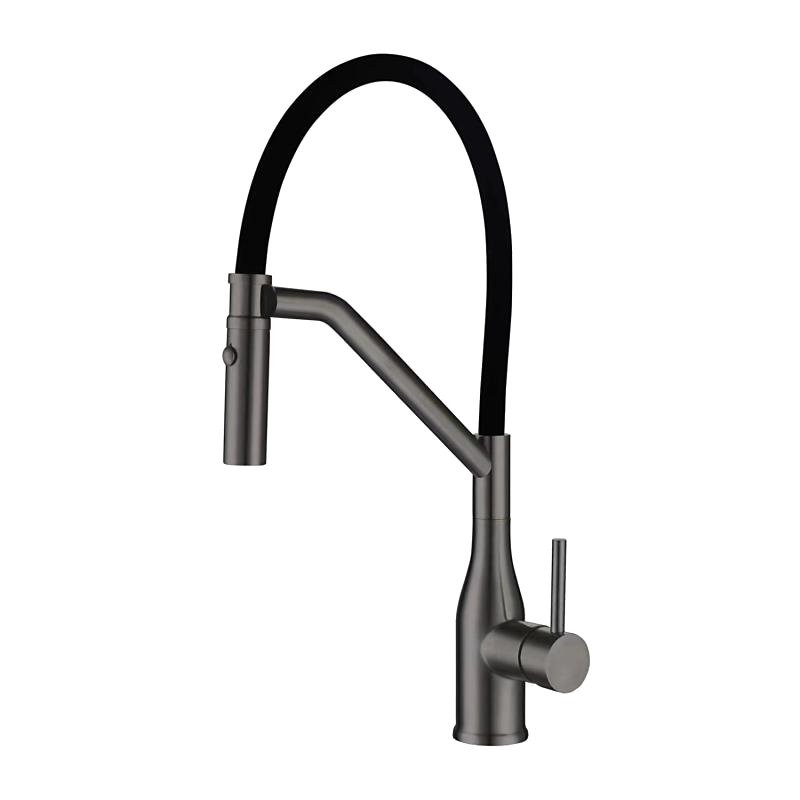 Смеситель для кухни Gappo G4098-19 с гибким изливом, оружейная сталь