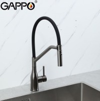 Смеситель для кухни Gappo G4098-19 с гибким изливом, оружейная сталь