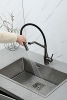 Смеситель для кухни Gappo G4098-19 с гибким изливом, оружейная сталь