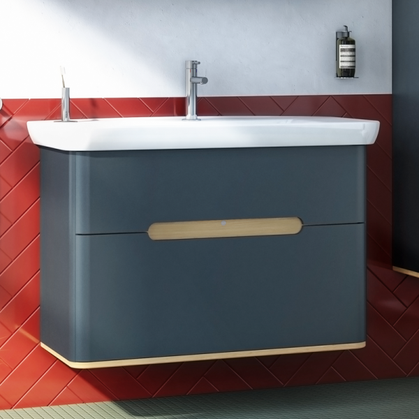 Тумба с раковиной VitrA Sento 100 с LED подсветкой, матовый антрацит