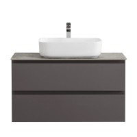 Тумба под раковину со столешницей BelBagno Kraft 100 подвесная, матовая темно-серая, столешница kep-100-grn