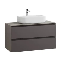 Тумба под раковину со столешницей BelBagno Kraft 100 подвесная, матовая темно-серая, столешница kep-100-grn