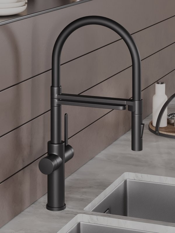Смеситель для кухни Agger Elegant A3252544 с гибким изливом, черный матовый