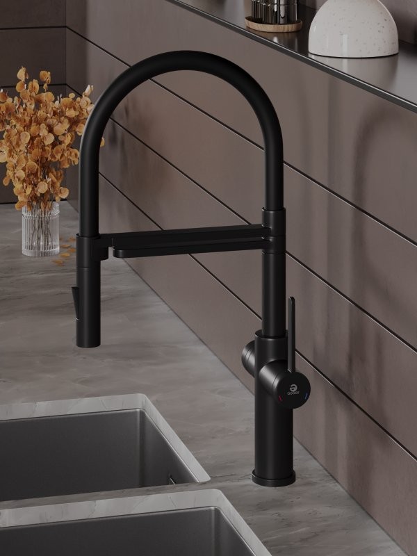 Смеситель для кухни Agger Elegant A3252544 с гибким изливом, черный матовый