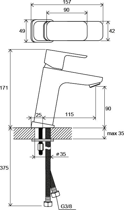 Смеситель для раковины Ravak 10° Free X070129 нержавеющая сталь