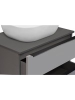 Тумба с раковиной Runo Мальта 70 подвесная, темно-серая, серая