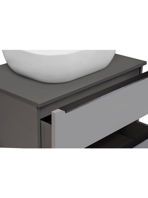 Тумба с раковиной Runo Мальта 70 подвесная, темно-серая, серая