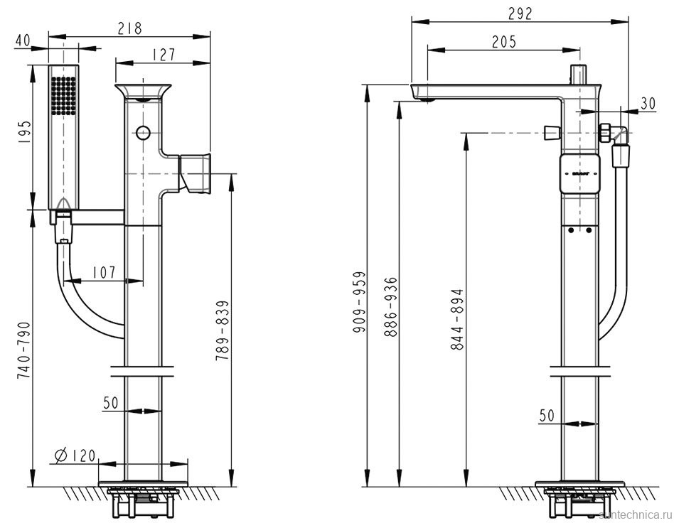 Напольный смеситель для ванны с душем Bravat Phillis F656101C-B3-ENG хром
