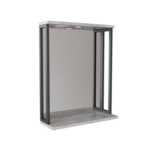 Зеркальный шкаф "БРУКЛИН" 60 Бетон с подсветкой ЛОФТ (ЛДСП)