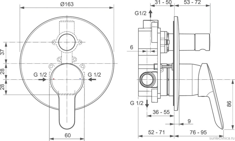 Комплект для ванной Ideal Standard Alpha BD003AA С ВНУТРЕННЕЙ ЧАСТЬЮ
