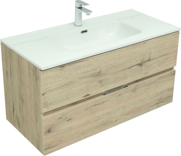 Тумба под раковину Aquanet Алвита new 100 дуб веллингтон белый, с ящиками