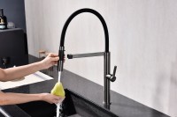 Смеситель для кухни Paulmark Leader Le214101-GM с гибким изливом, вороненая сталь