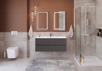 Мебель для ванной комнаты BelBagno Kraft 120 подвесная, матовая темно-серая, раковина bb1200etl