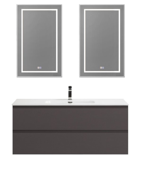 Мебель для ванной комнаты BelBagno Kraft 120 подвесная, матовая темно-серая, раковина bb1200etl