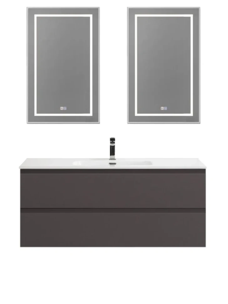 Мебель для ванной комнаты BelBagno Kraft 120 подвесная, матовая темно-серая, раковина bb1200etl