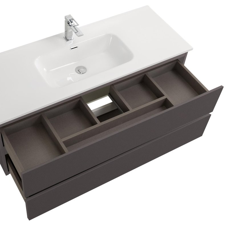 Мебель для ванной комнаты BelBagno Kraft 120 подвесная, матовая темно-серая, раковина bb1200etl