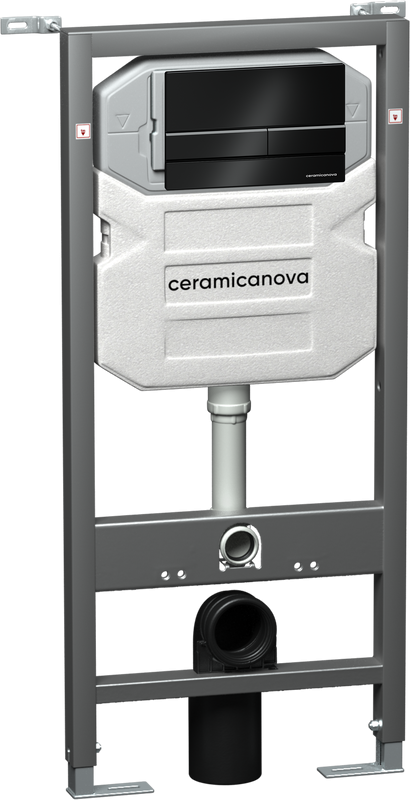 Комплект Унитаз подвесной Ceramicanova Forma CN3009 безободковый, с микролифтом + Инсталляция Envision CN1002B + Кнопка Flat, черная матовая