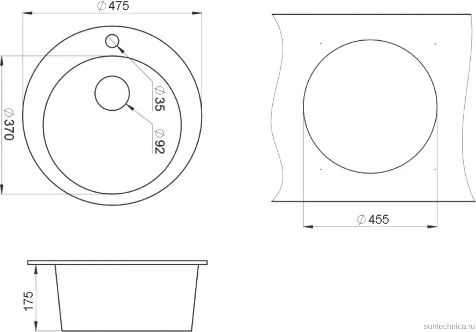 Мойка кухонная Emar Quartz EMQ-1475.C Оникс