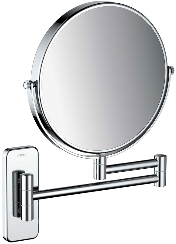 Косметическое зеркало AQUATEK AQ4910CR без подсветки, двухстороннее, телескопическое, поворотное, хром