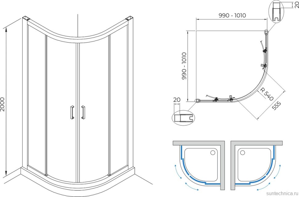 Душевой уголок Terminus Соренто 06 6ES100х100C 100х100, хром