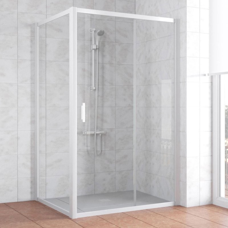 Душевой уголок Vegas Glass ZP+ZPV 110*100 01 01 профиль белый, стекло прозрачное