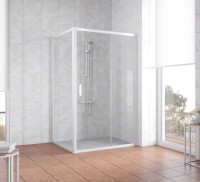 Душевой уголок Vegas Glass ZP+ZPV 110*100 01 01 профиль белый, стекло прозрачное
