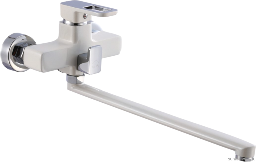 Смеситель с длинным изливом для ванны D-lin D147366-C белый, хром